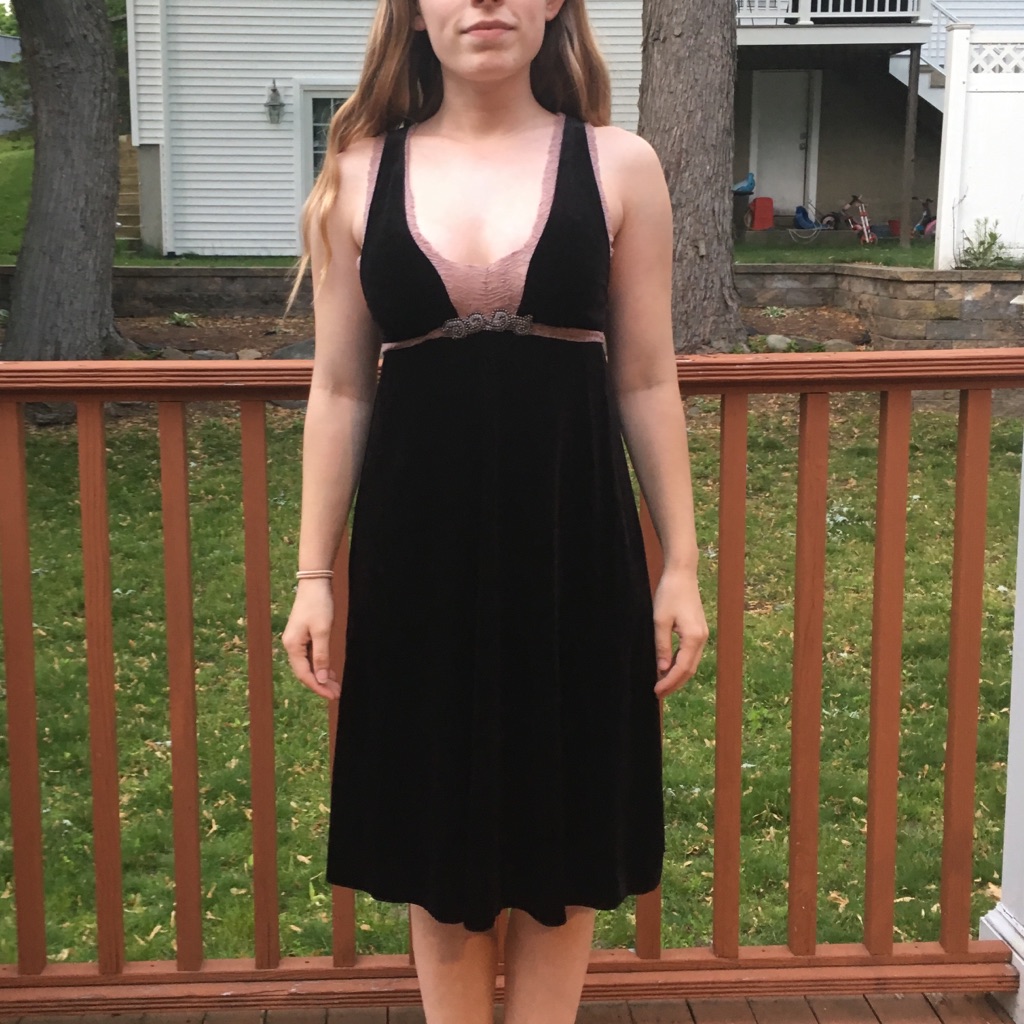 Free People Deep Brown Velvet Lace Trimmed Dress